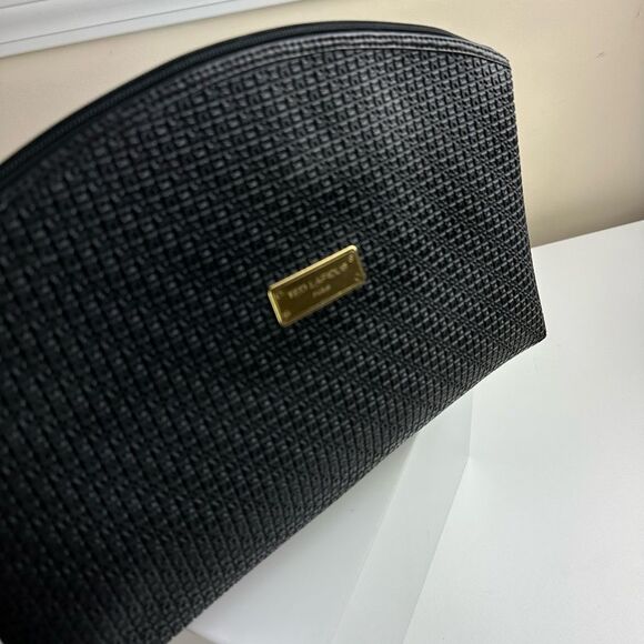 Ted Lapidus Paris Large Travel Cosmetic Bag Clutch Black Zip Top Closure - Picture 5 of 11